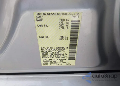 2014 Nissan Altima 2.5 S z USA, uszkodzony, nr VIN 1N4AL3AP3EC138801